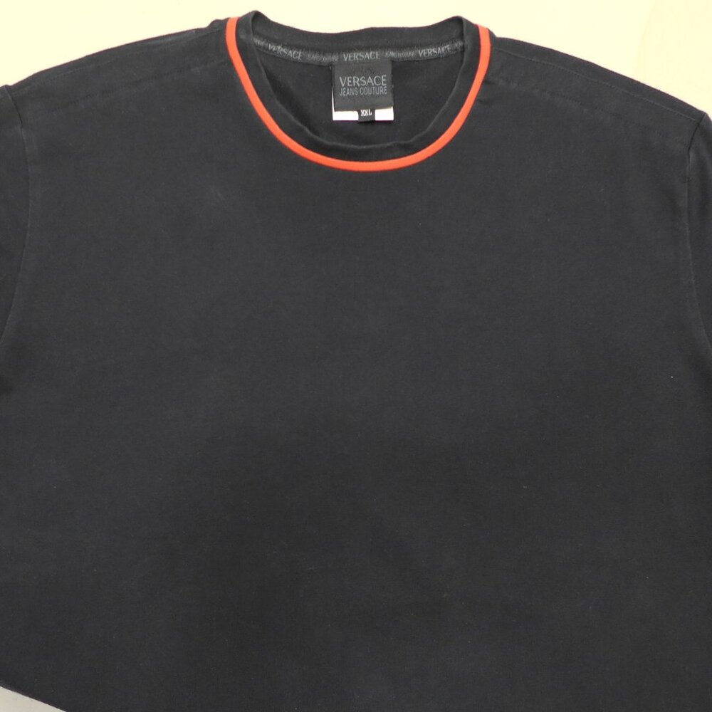 Versace Men's Black with Red Piping T-Shirt